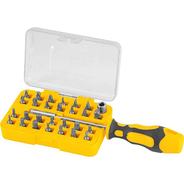 Jogo de bits/ponteiras com 29 peças encaixe sextavado 1/4" VONDER