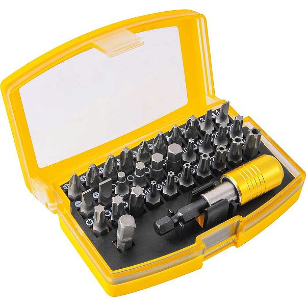 Jogo de bits/ponteiras com 32 peças encaixe sextavado 1/4" com engate rápido VONDER