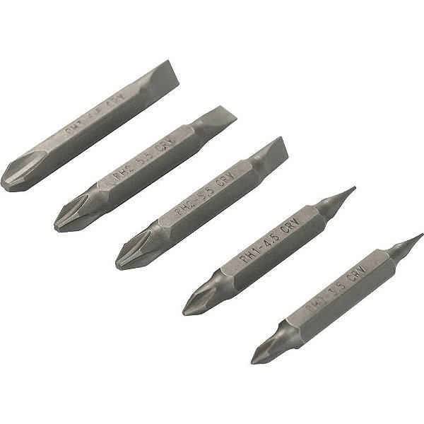 Jogo de bits/ponteiras com 5 peças pontas duplas VONDER
