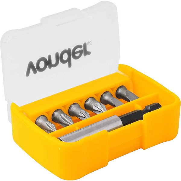 Jogo de bits/ponteiras com 7 peças encaixe sextavado 1/4" VONDER