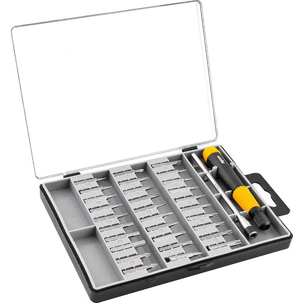 Jogo de bits/ponteiras de precisão com 32 peças encaixe sextavado 4mm VONDER