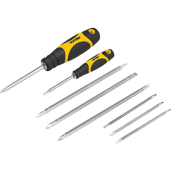 Jogo de bits/ponteiras longo com 10 peças encaixe sextavado de 1/4" e 5/32" VONDER