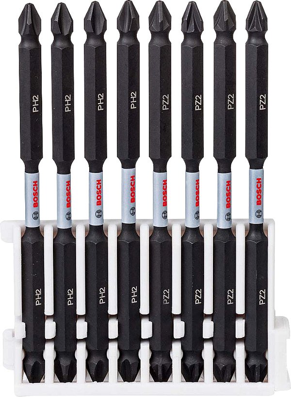 Jogo de bits/ponteiras phillips e pozidrive encaixe de hexagonal de 1/4" com 8 peças de 110mm 2608522323 BOSCH