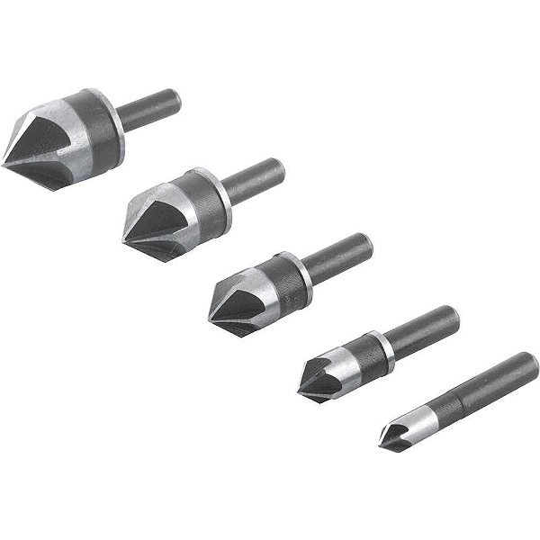 Jogo de escareadores de aço rápido 1/4" a 3/4" com 5 peças VONDER