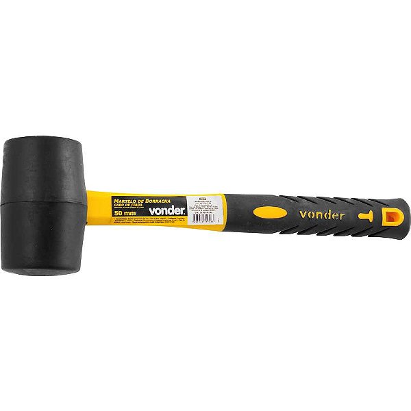 Martelo de borracha 50mm cabo em fibra preto VONDER