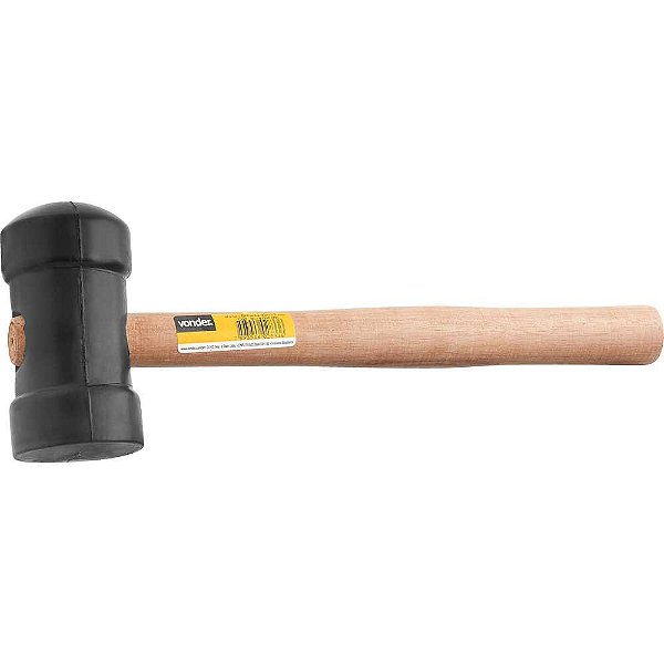 Martelo de borracha 60mm cabo em madeira preto VONDER