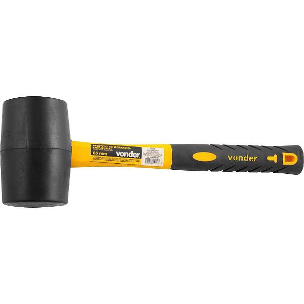 Martelo de borracha 65mm cabo em fibra preto VONDER