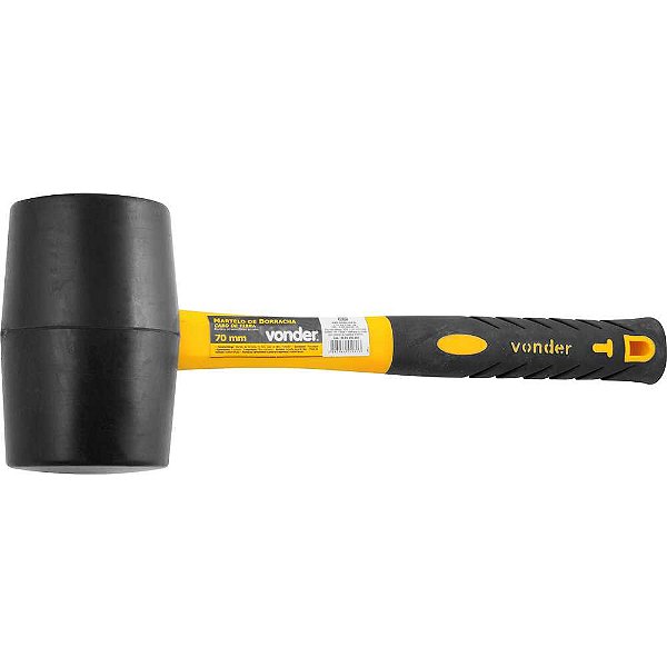 Martelo de borracha 70mm cabo em fibra preto VONDER