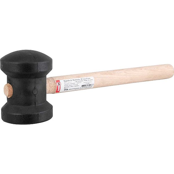 Martelo de borracha 80mm cabo em madeira preto NOVE54