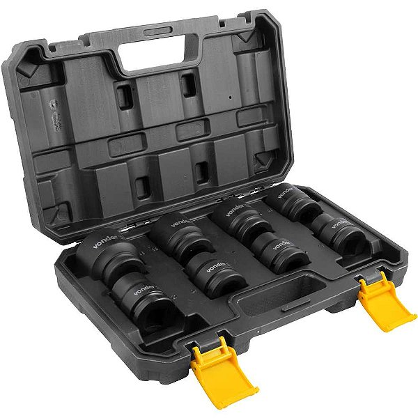 Jogo de soquetes de impacto sextavados encaixe de 3/4" 19,0mm a 38,0mm com 8 peças VONDER