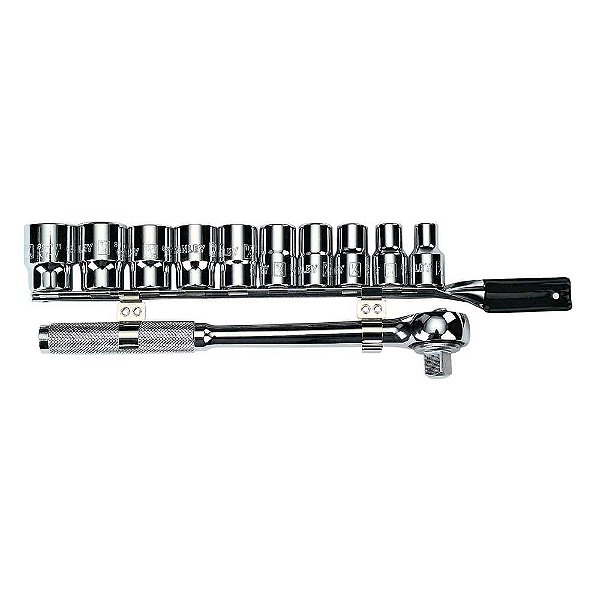 Jogo de soquetes estriados com encaixe de 1/2" 10,0mm a 19,0mm com 11 peças 86-734 STANLEY