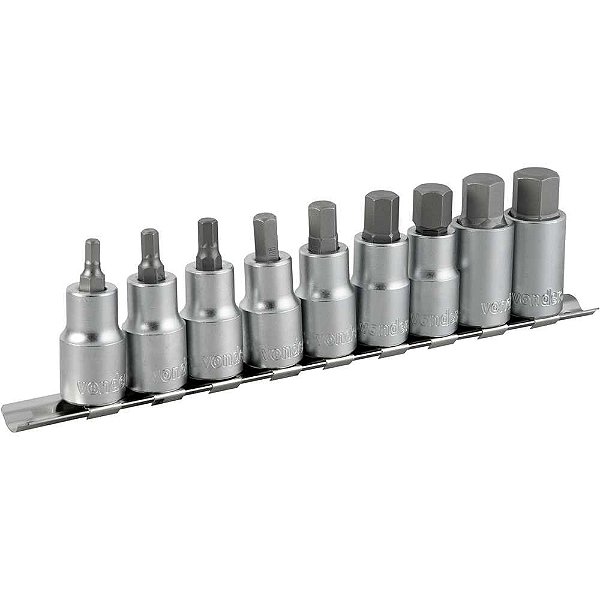 Jogo de soquetes hexagonais encaixe 1/2" 3/16 a 5/8" VONDER