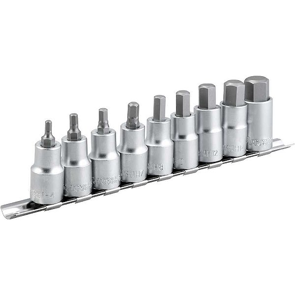 Jogo de soquetes hexagonais encaixe 1/2" 4mm a 17mm VONDER