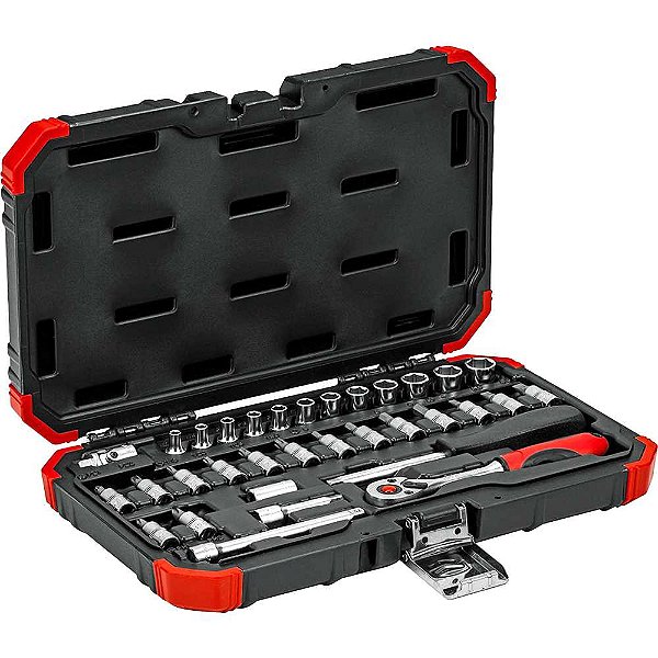 Jogo de soquetes sextavados e acessórios encaixe de 1/4" 4,0mm a 13,0mm 33 peças R49003033 GEDORE RED