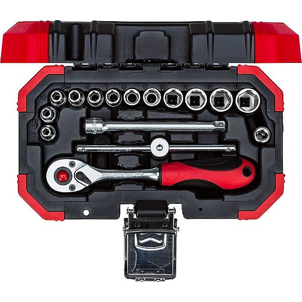 Jogo de soquetes sextavados e acessórios encaixe de 1/4" 4,0mm a 13,0mm com 16 peças R49003016 GEDORE RED
