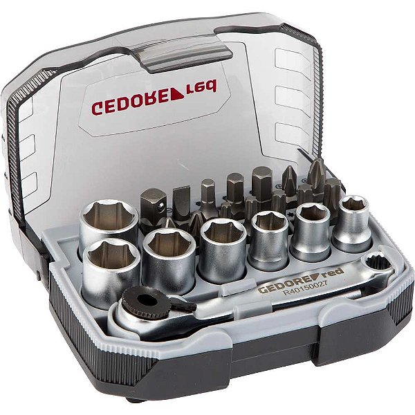 Jogo de soquetes sextavados e acessórios encaixe de 1/4" 6,0mm a 13,0mm com 23 peças R49005023 GEDORE RED