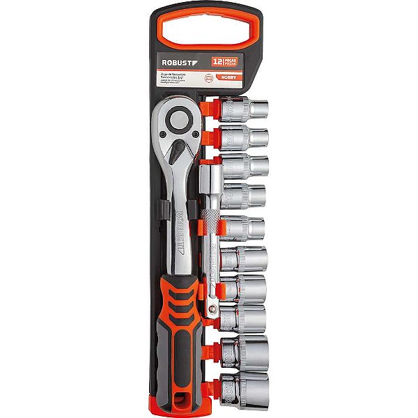 Jogo de soquetes sextavados encaixe 1/2" 12 peças 3370196 ROBUST