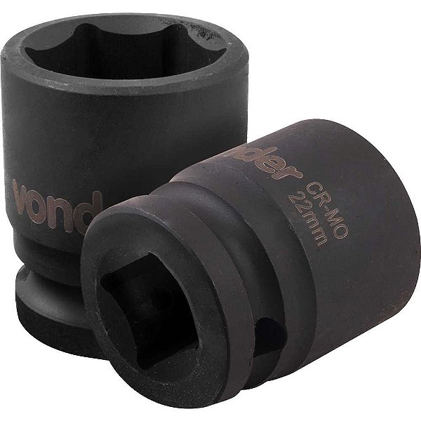 Soquete sextavado de impacto encaixe de 1/2" x 22,0mm VONDER
