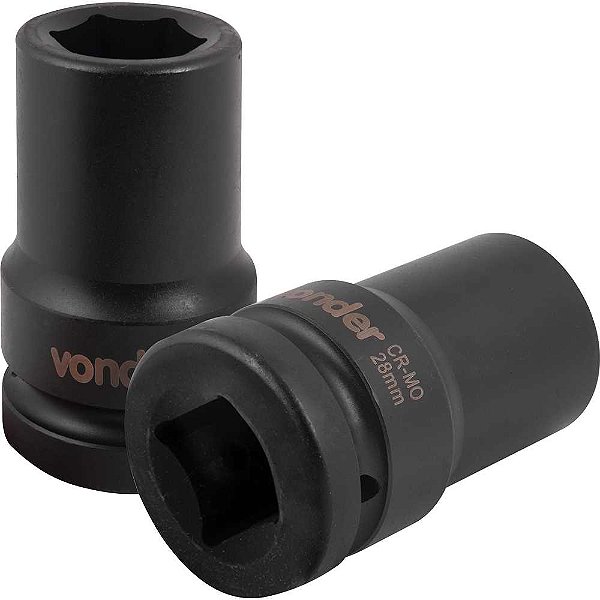 Soquete sextavado longo de impacto 28mm encaixe de 1" VONDER