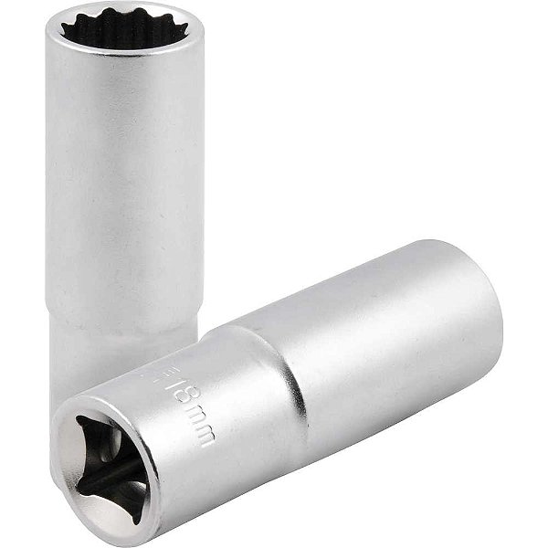 Soquete estriado longo com encaixe de 1/2" 18mm VONDER