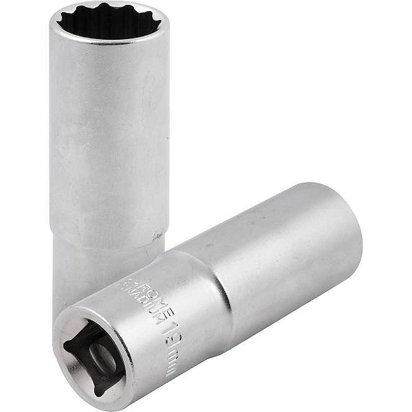 Soquete estriado longo com encaixe de 1/2" 19mm VONDER