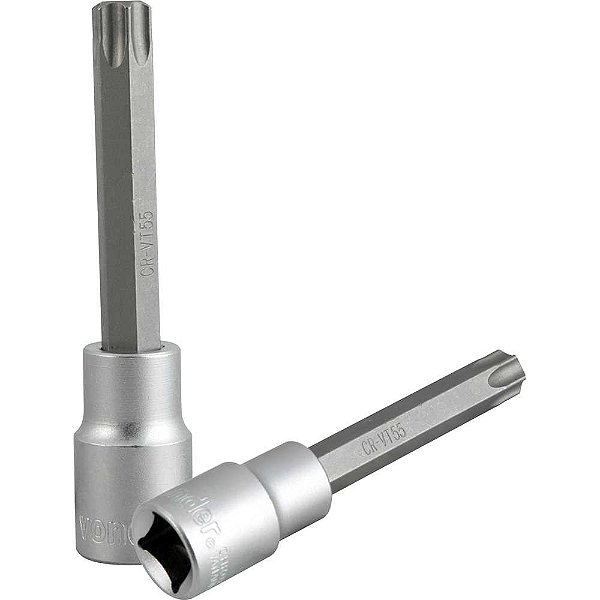 Soquete hexalobular macho longo encaixe de 1/2" T55 VONDER