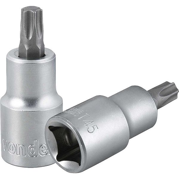 Soquete hexalobular macho T-45 encaixe 1/2" VONDER