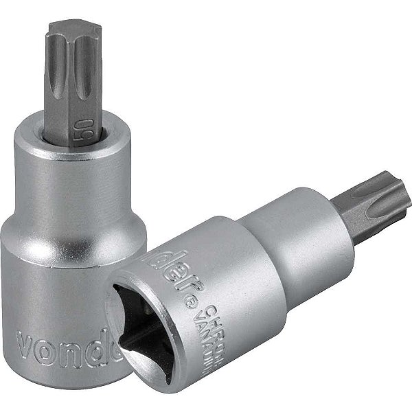 Soquete hexalobular macho T-50 encaixe 1/2" VONDER