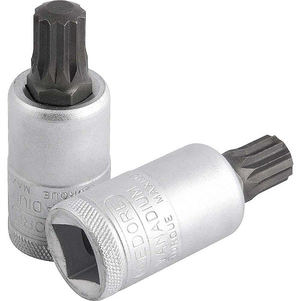 Soquete multidentado curto com encaixe de 1/2" 12mm INX19-12 GEDORE