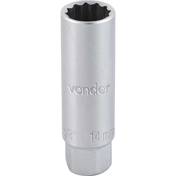 Soquete para vela de ignição encaixe 3/8" 14mm estriado VONDER