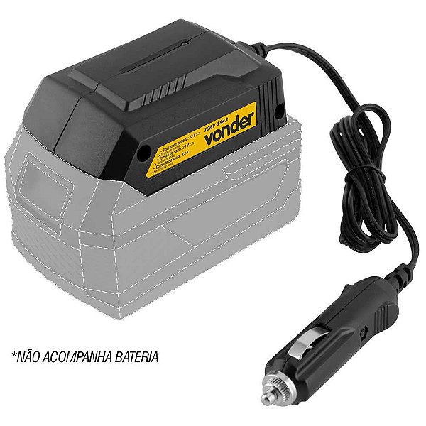 Carregador de bateria 18V linha intercambiável carregamento convencional com conector automotivo 12V ICBV 1843 VONDER