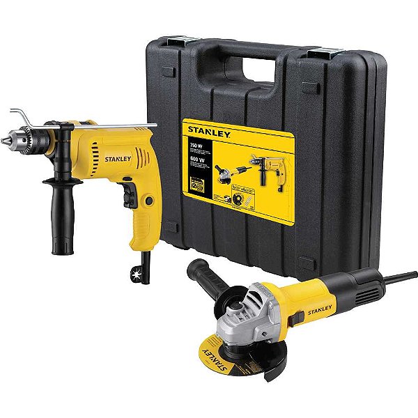 Conjunto esmerilhadeira angular 4.1/2" com 750W e furadeira de impacto 13mm com 600W SHG6750KA-B2 STANLEY