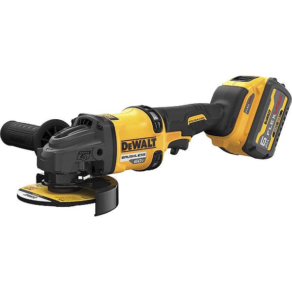 Esmerilhadeira Angular 5" 60V MAX LI-ION FLEXVOLT DCG418T acompanha 2 baterias carregador 220V e bolsa para transporte DEWALT