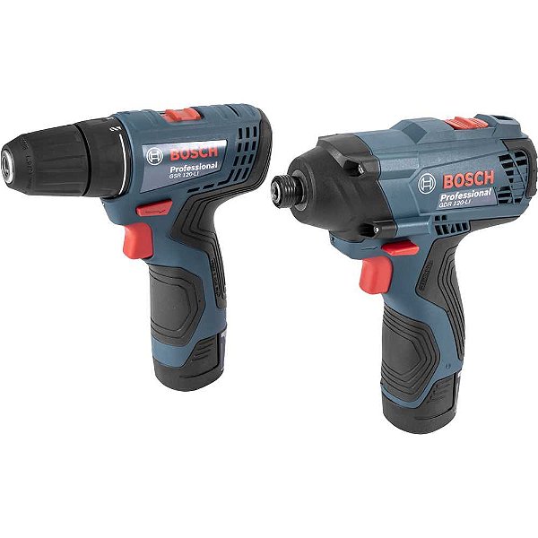 Conjunto de parafusadeira / furadeira GSR120-LI e chave de impacto GDR120-LI a bateria 12V com maleta de alumínio 06019G80E3-000 BOSCH