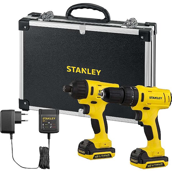 Conjunto parafusadeira/furadeira e parafusadeira com impacto 12V MAX SCHI121S2FK-BR STANLEY