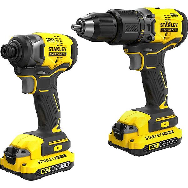 Kit parafusadeira/furadeira de impacto 1/2" e parafusadeira de impacto 1/4" com 2 baterias e carregador bivolt SBDI465D2T-BR STANLEY