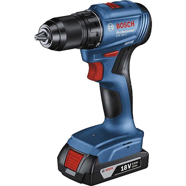 Parafusadeira/furadeira a bateria 18V - 2.0 ah carregador bivolt automático com 2 baterias GSR 185-LI BOSCH