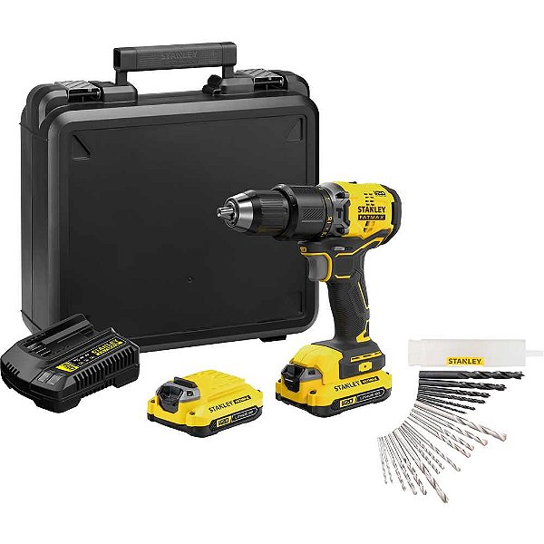 Parafusadeira/furadeira a bateria de impacto 20V MAX com 100 acessórios SBD715C2KA-BR STANLEY