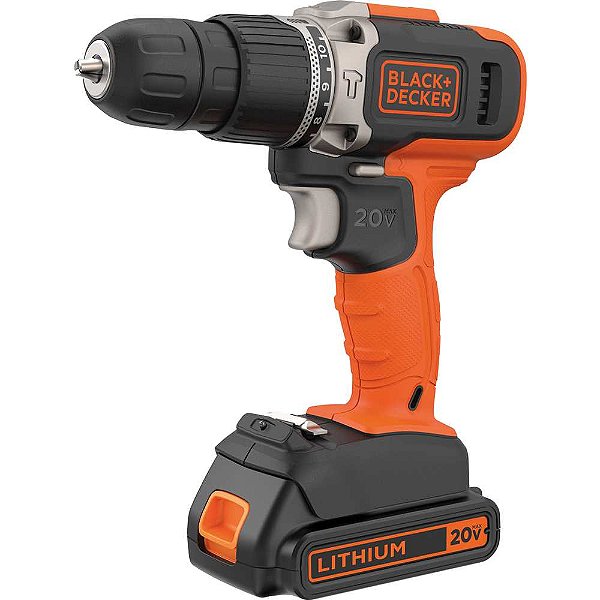 Parafusadeira/furadeira de impacto 3/8" bateria 20V -1,5 Ah carregador bivolt 0 - 1.400/min (rpm) 21.000/min (ipm) BCD704C1 BLACK+DECKER