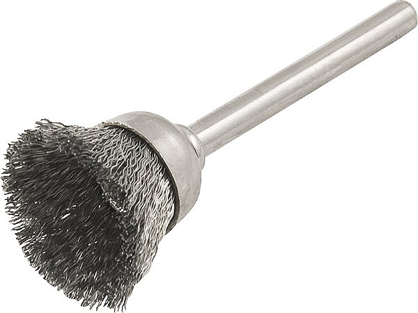 Escova tipo copo com haste para microrretífica 12mm em inox VONDER