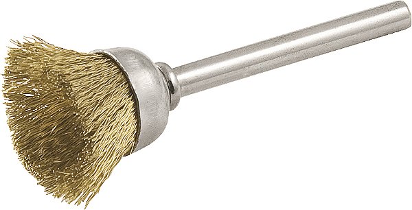 Escova tipo copo com haste para microrretífica 12mm em latão VONDER