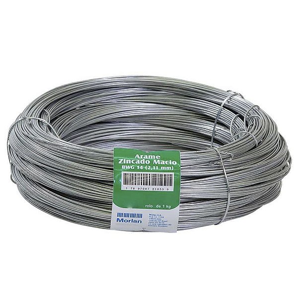 Arame galvanizado comercial BWG 14 2,11mm MORLAN