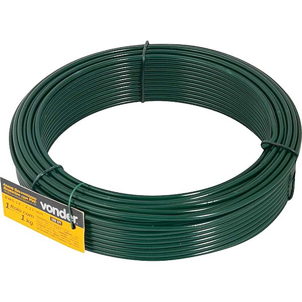 Arame revestido com PVC verde BWG 14 1kg VONDER