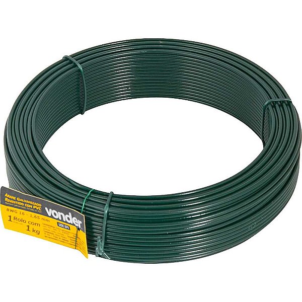 Arame revestido com PVC verde BWG 16 1kg VONDER