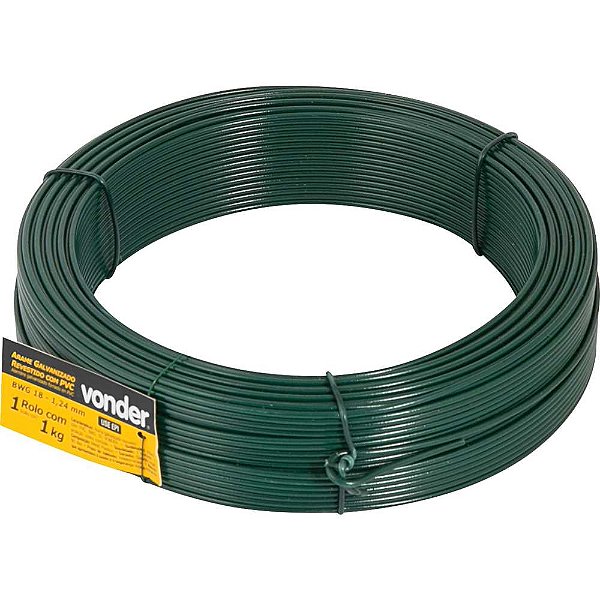 Arame revestido com PVC verde BWG 18 1kg VONDER