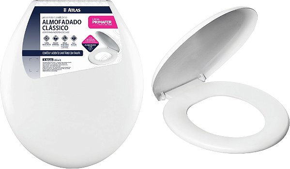 Assento sanitário almofadado branco Clássico Primafer PR 1063-2 ATLAS