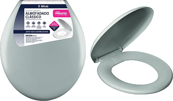 Assento sanitário almofadado cinza Clássico Primafer PR 1063-5 ATLAS