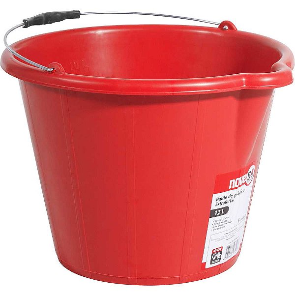 Balde de plástico extraforte 12 litros vermelho NOVE54