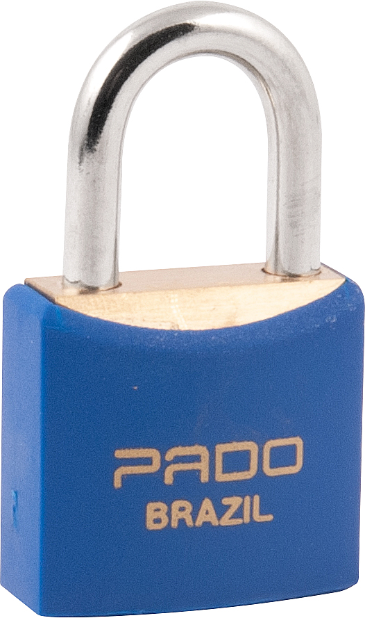 Cadeado de latão corpo plastificado 25mm Azul PADO