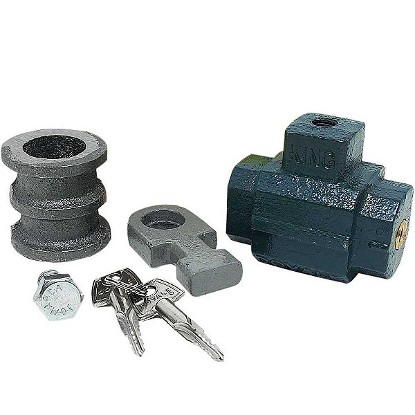 Cadeado de solo para porta de aço de enrolar verde com 2 chaves tetra King 3 DOVALE